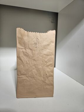 Vintage 1980s Michael Harvey Craft Brown Paper Bag Vase #2 Canadian Pop Art -